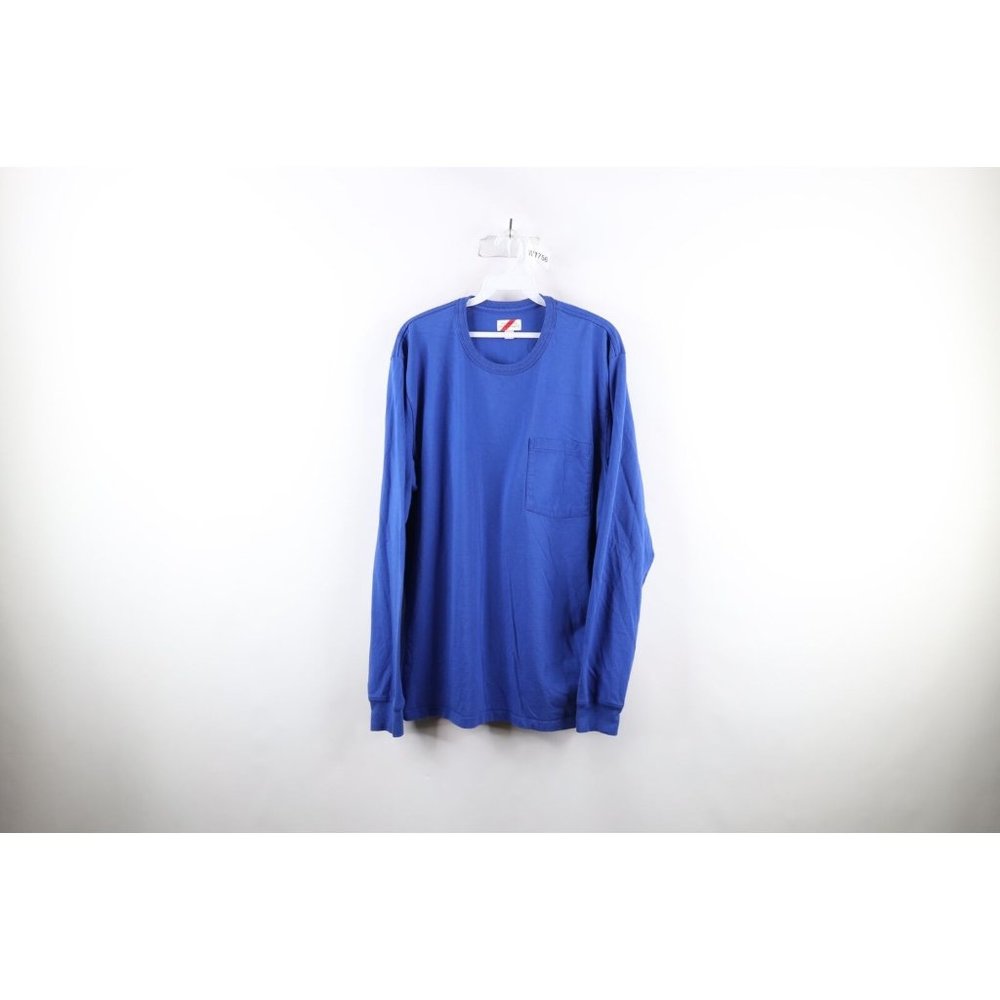 Best Made Co Mens 2XL XXL Blank Heavyweight Long Sleeve Pocket T-Shirt Blue